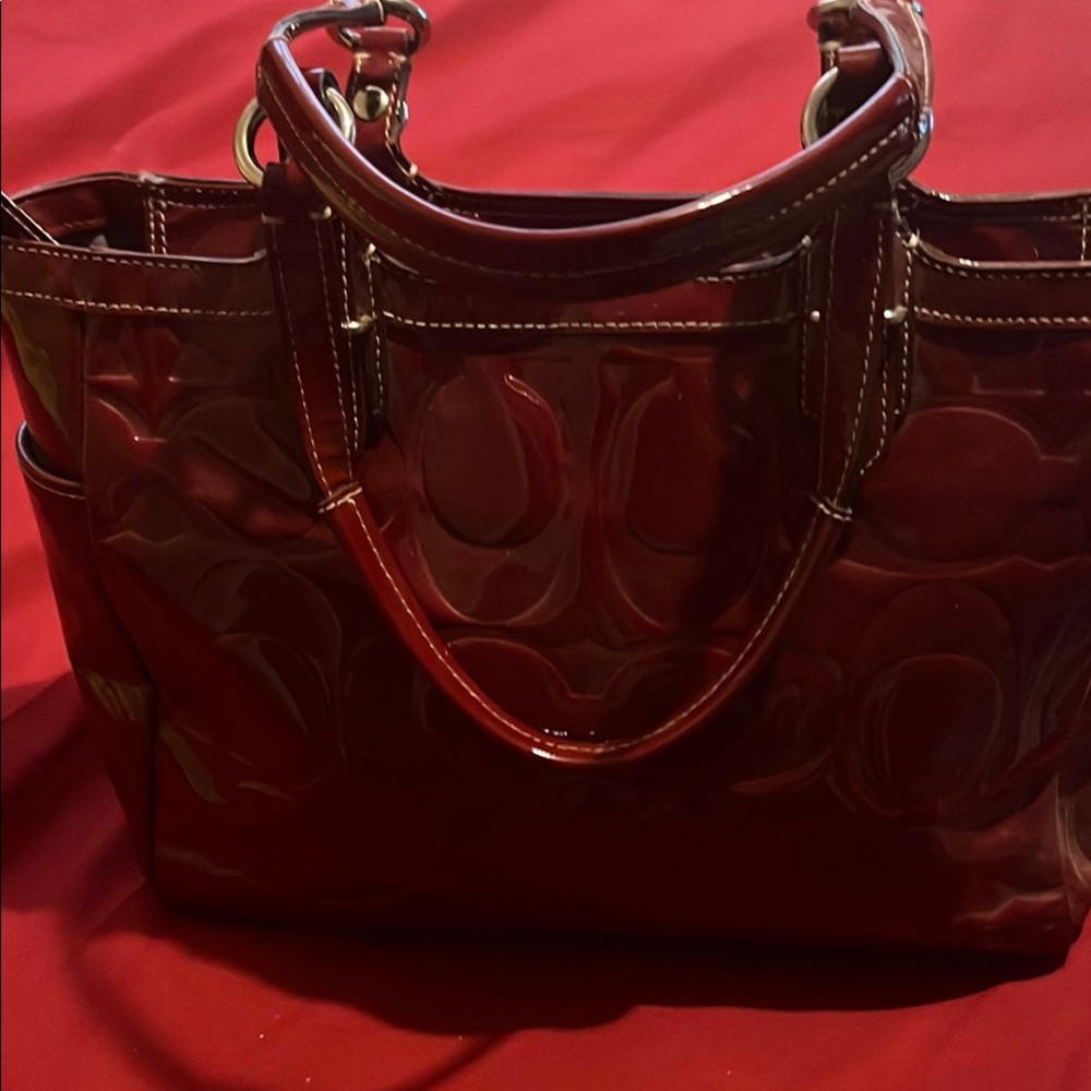 Elegant Red Patent Leather Tote Bag